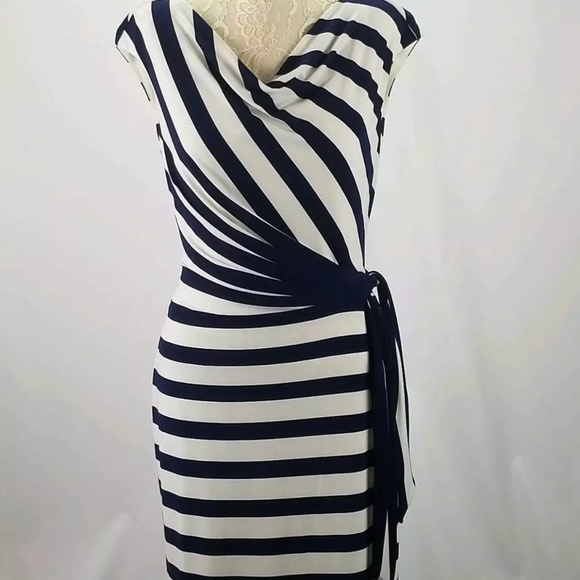 Ralph Lauren Navy & White Striped Dress, Size 6 - Picture 1 of 8